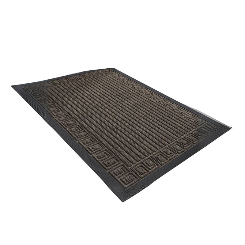 Anymat Doormat Brown Rubber Frame Stripes Non Slip Dirt Trap Water Absorbing Mat
