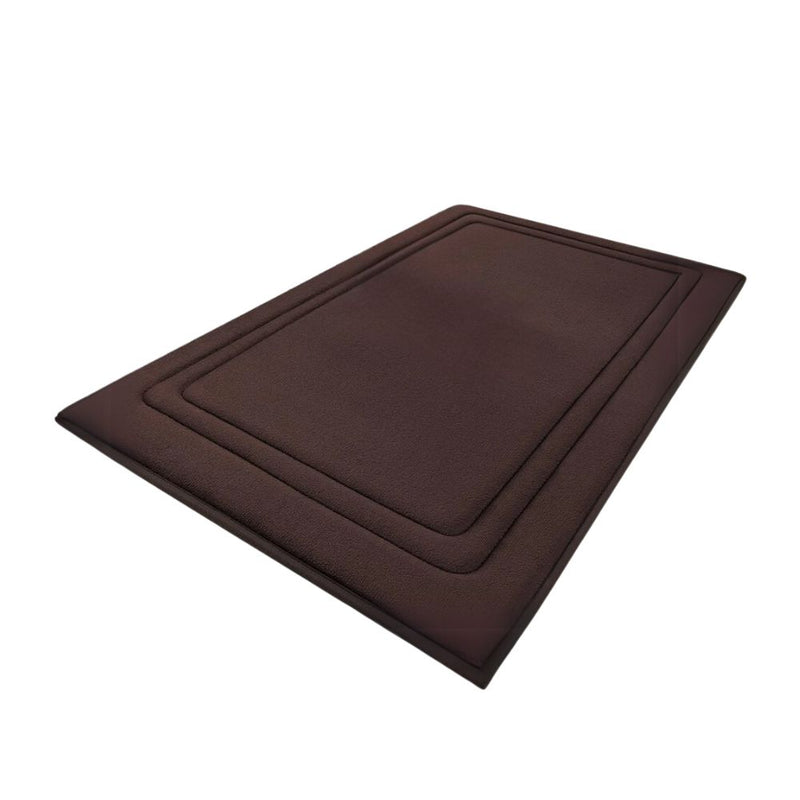 Anymat Doormat Coffee Brown  Double Frame Memory Foam Non Slip Dirt Trap Water Absorbing Mat