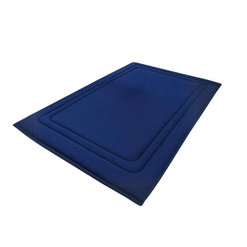 Anymat Doormat Navy Blue Double Frame Memory Foam Non Slip Dirt Trap Water Absorbing Mat