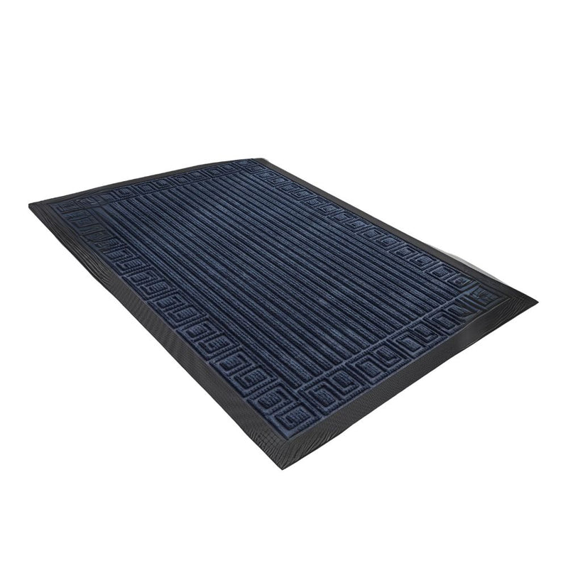 Anymat Doormat Navy Blue Rubber Frame Stripes Non Slip Dirt Trap Water Absorbing Mat