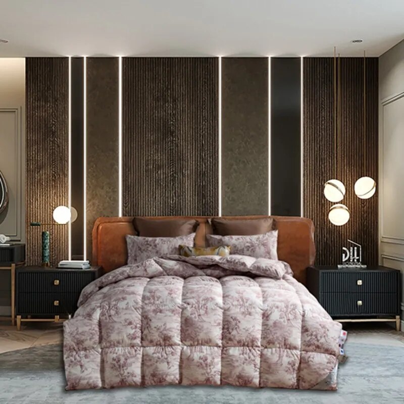 ANYHOUZ Duvet Cover Rose Gold Cloudy Fluffy Puffer Bed Comforter 200X230cm