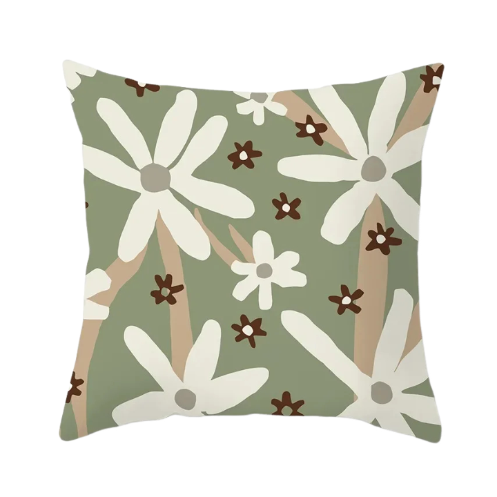 ANYHOUZ Pillowcase Sage Green Floral Cotton Polyester Cushion Cover