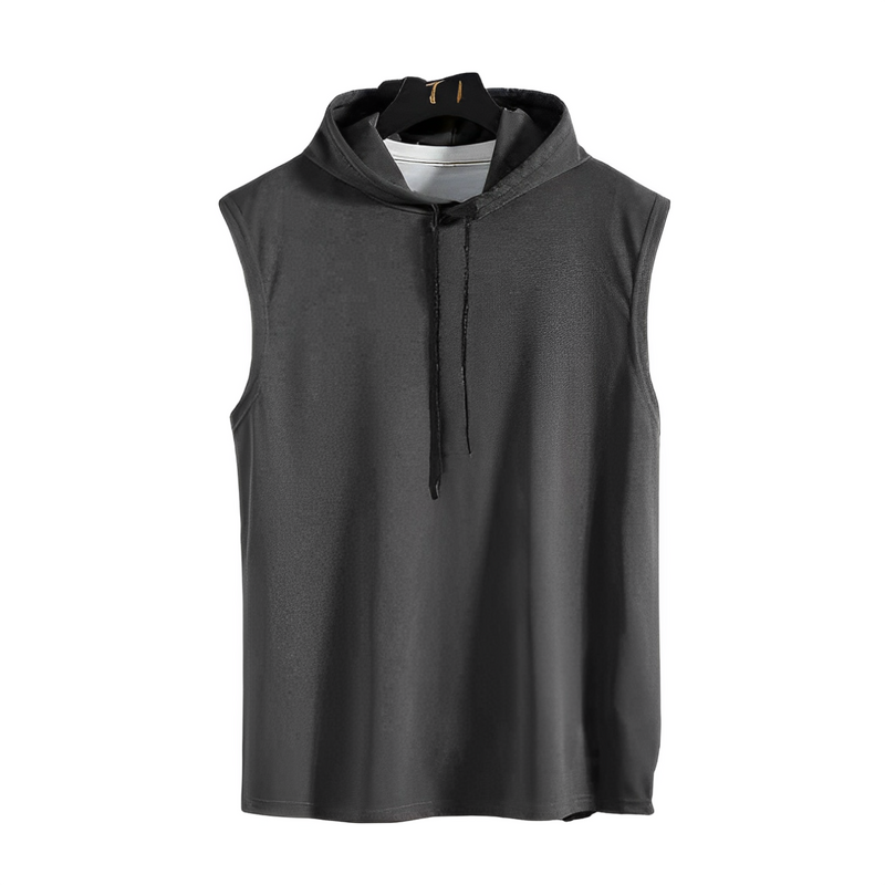 ANYMENS Fitness Tshirt Dark Gray Loose Sleeveless Muscle Hoodie Vest Body Building Gym Workout Shirt For Men