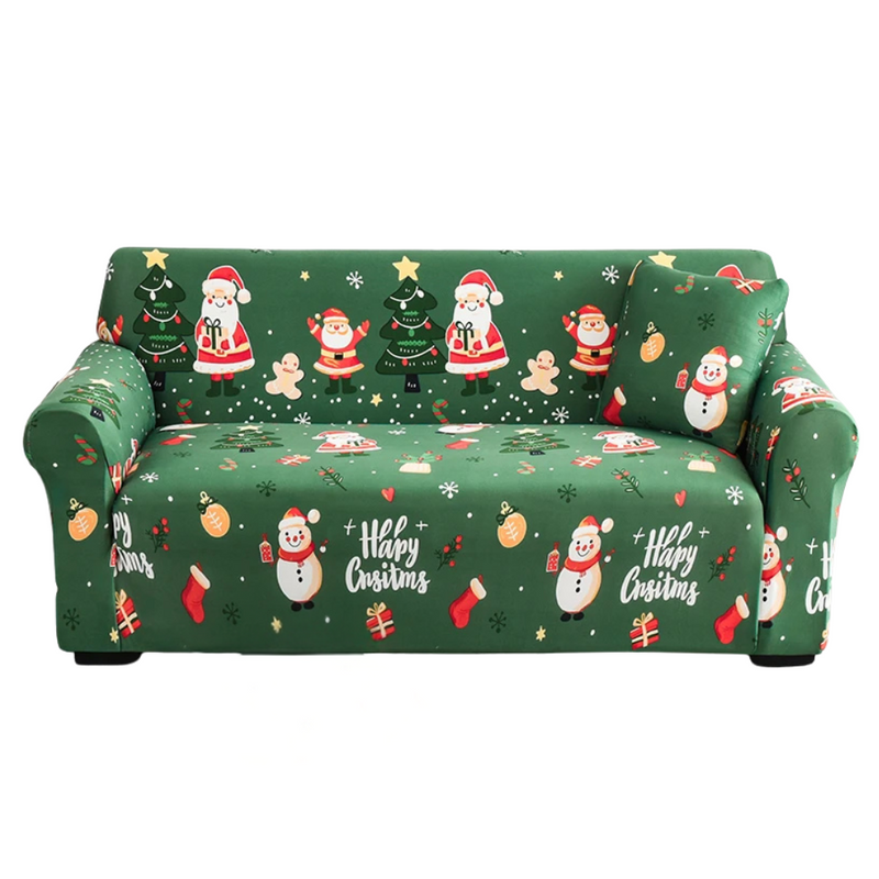 Anyseat Sofa Cover Green Christmas Santa Claus Anti Dirt Elastic Couch Slipcover