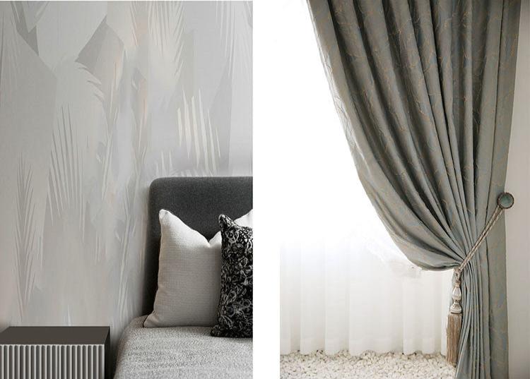 Anydrape Curtain Blue 500cmx250cm 3D Leaves Luxury indo Blackout Home Curtain