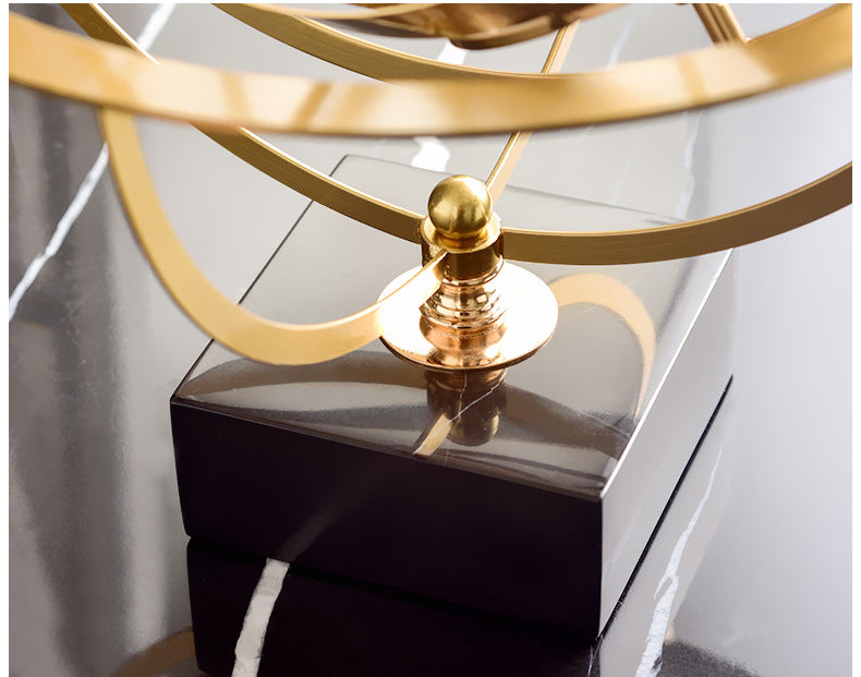 ANYHOUZ Luxury Gold Metal Tabletop Decor – Globe Round Sculpture for Living Room, House Display & Elegant Crafts Ornaments