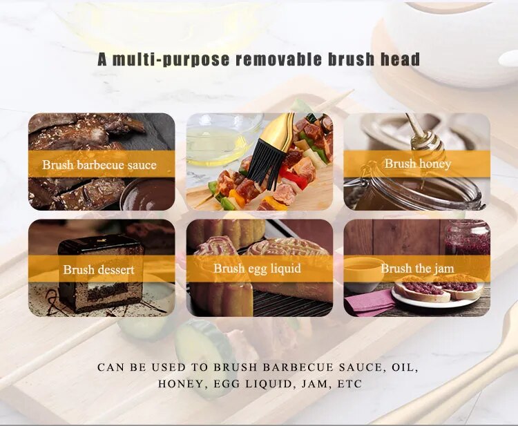 Anygleam Brush Rose Gold Stainless Steel Handle Oil for BBQ and Bread Basting Kitchen Utensils