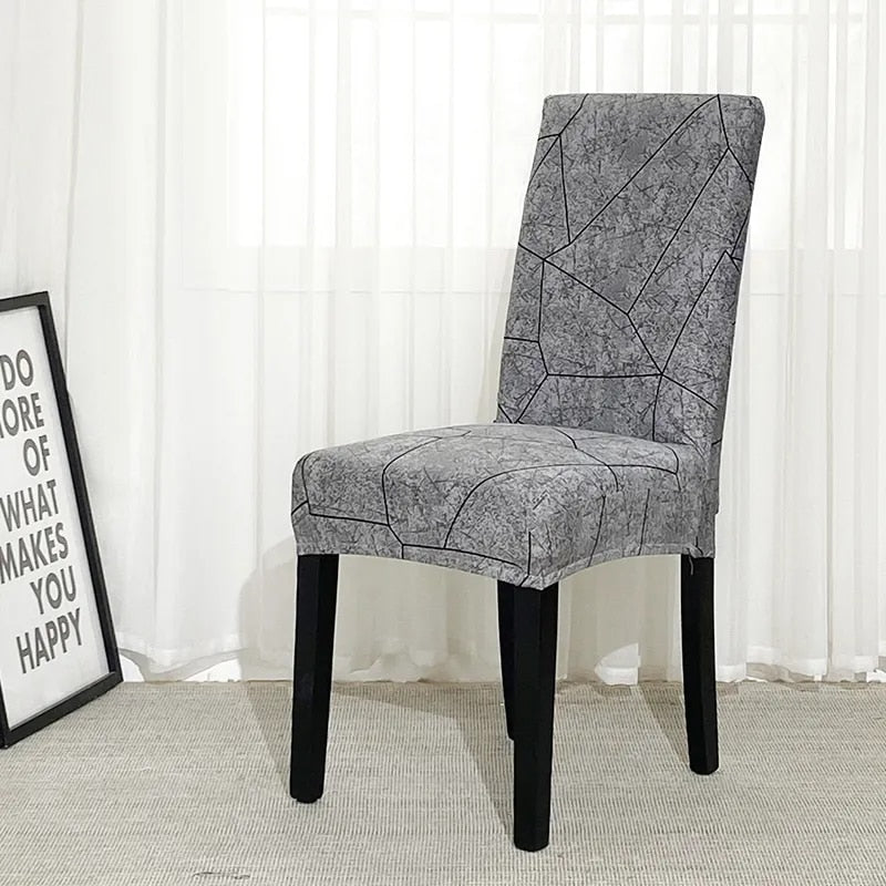 Anyseat Chair Cover Grey Stone Break Design with Anti-Dirt and Elastic Material for Dining Room Kitchen Wedding Hotel Banquet Restaurant