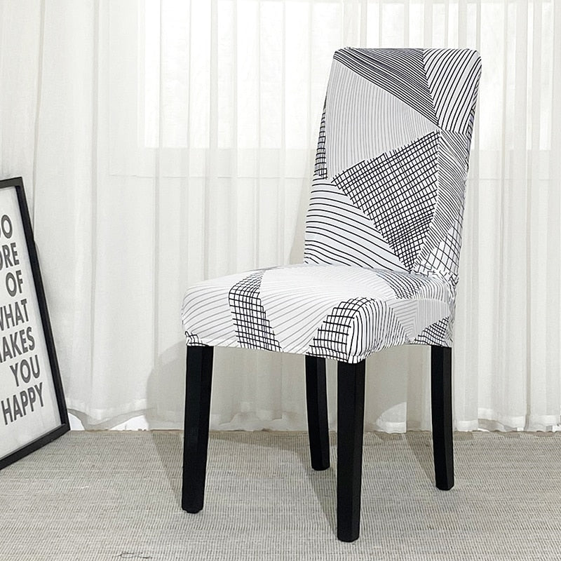 Anyseat Chair Cover White Linear Design with Anti-Dirt and Elastic Material for Dining Room Kitchen Wedding Hotel Banquet Restaurant