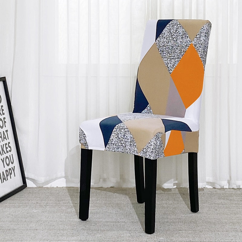Anyseat Chair Cover Orange Diamond Design with Anti-Dirt and Elastic Material for Dining Room Kitchen Wedding Hotel Banquet Restaurant