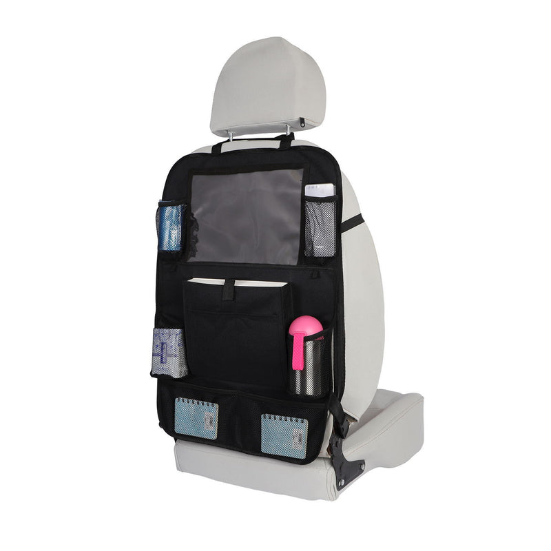 ANYPACK Car Back Seat Organizer Black 1pc with Touch Screen Tablet Holder Kick Mats with Pocket for Toys