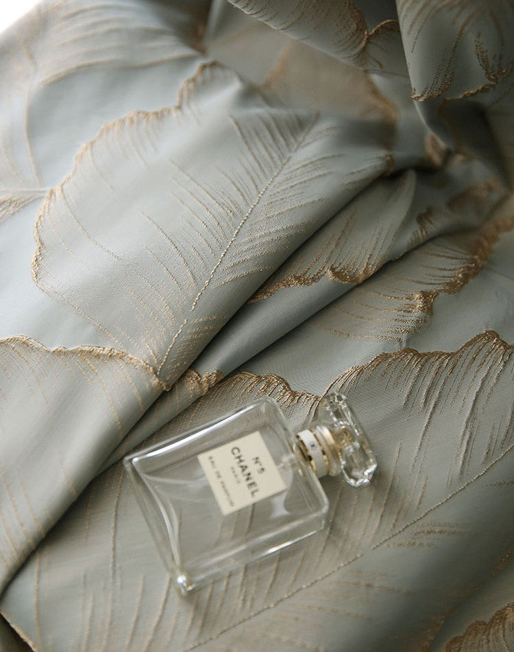 Anydrape Curtain Blue 200cmx250cm 3D Leaves Luxury indo Blackout Home Curtain