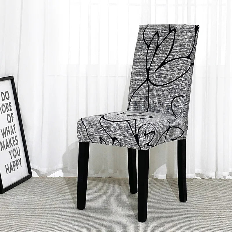 Anyseat Grey Simple Floral Design Chair Cover – Elastic Slipcover with Anti‑Dirt Protection for Dining Room, Kitchen, Wedding, Hotel, Banquet & Restaurant
