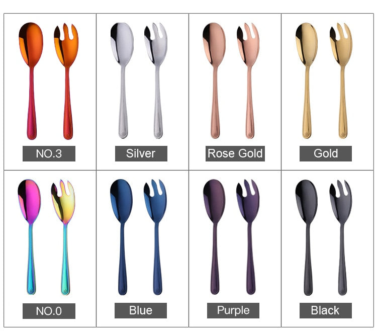 Anygleam Black Giant Salad Spoon and Fork Set – 2pcs Steel