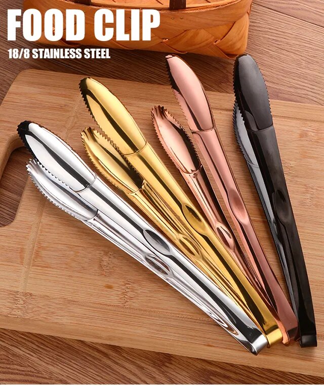 Anygleam Tong Red Ranbow 2Pcs Stainless Steel Clip Tableware for Salad, BBQ and Grill Party Accessory