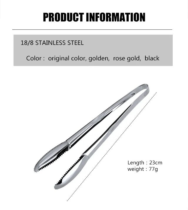 Anygleam Tong Pink Ranbow 2Pcs Stainless Steel Clip Tableware for Salad, BBQ and Grill Party Accessory