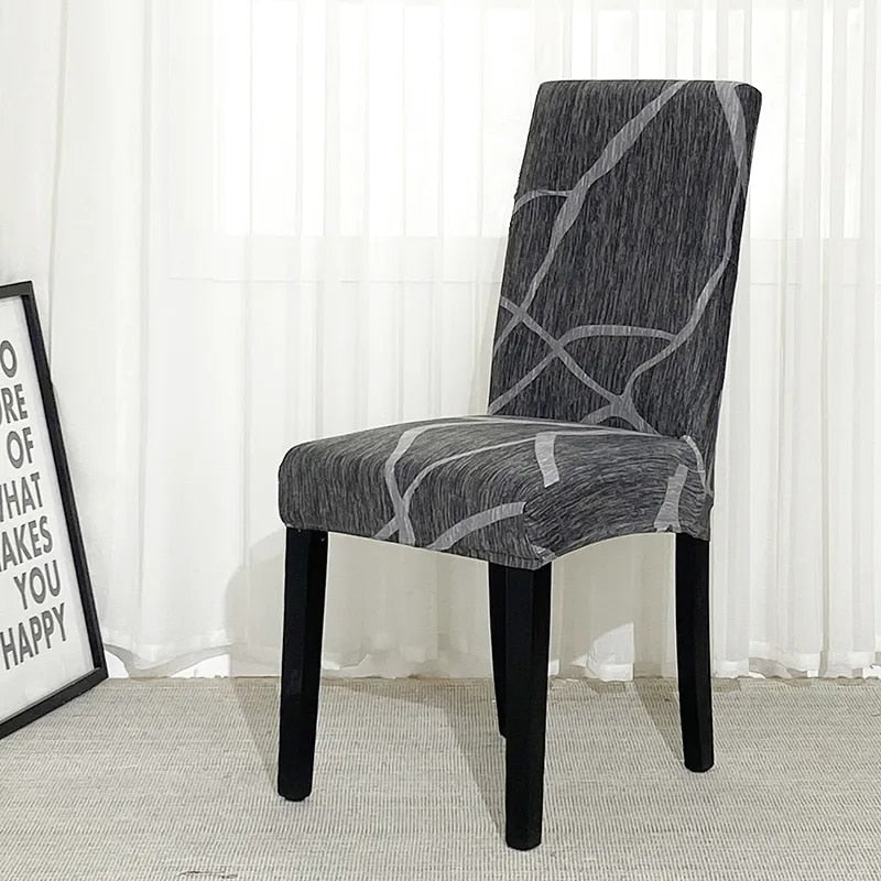 Anyseat Chair Cover Dark Grey Wave Design with Anti-Dirt and Elastic Material for Dining Room Kitchen Wedding Hotel Banquet Restaurant