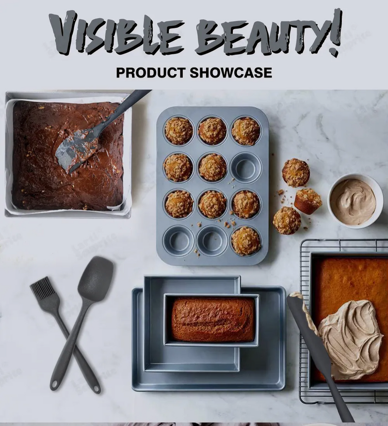 Anygleam Silicone Grey Seamless Spatula 4 Set Kitchen Accessories Baking Utensil Kit Bread Cake Mixing Tools Cooking Scraper Heat Resistant