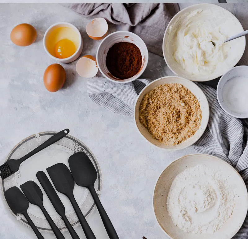 Anygleam Silicone Black Seamless Spatula 4 Set Kitchen Accessories Baking Utensil Kit Bread Cake Mixing Tools Cooking Scraper Heat Resistant