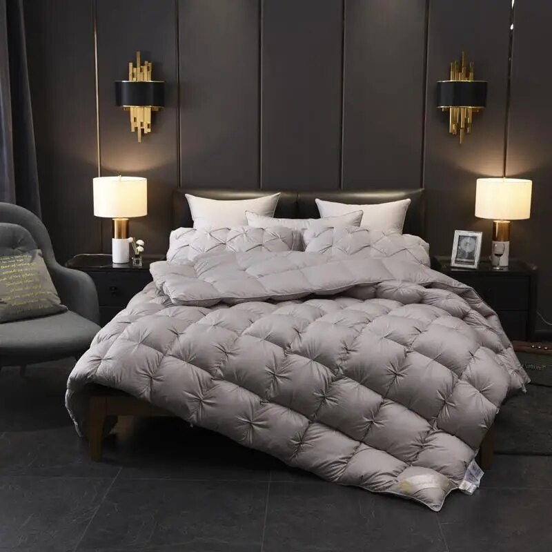 ANYHOUZ Duvet Cover Dark Grey Luxury Breathable Puffer Bed Comforter