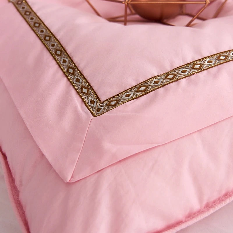 ANYHOUZ Duvet Cover Pink Luxurious Style Cotton Bed Comforter