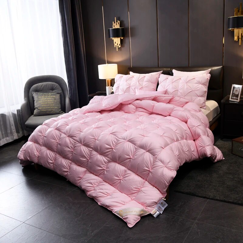ANYHOUZ Duvet Cover Pink Luxury Breathable Puffer Bed Comforter