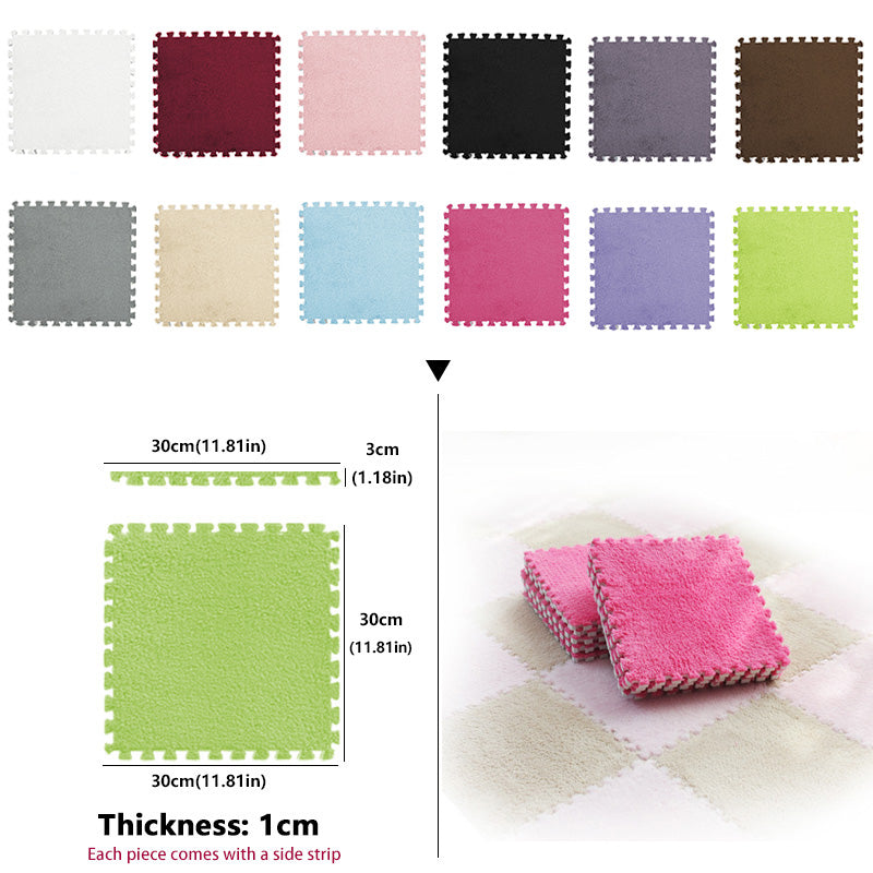 ANYHOUZ Splicing Mat White 30x30cm 12Pcs Modern Foam Floor Mat Living Room Square Splicable Household Non-Slip Rugs