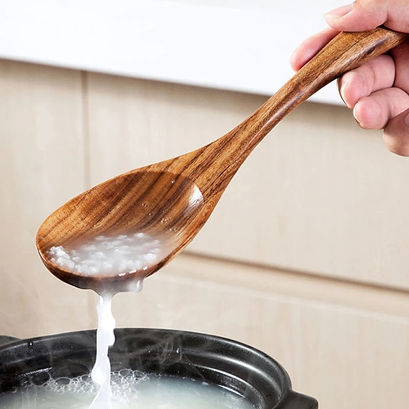 Anygleam Brown Wooden Spoon and Fork Set – 2pcs Tableware