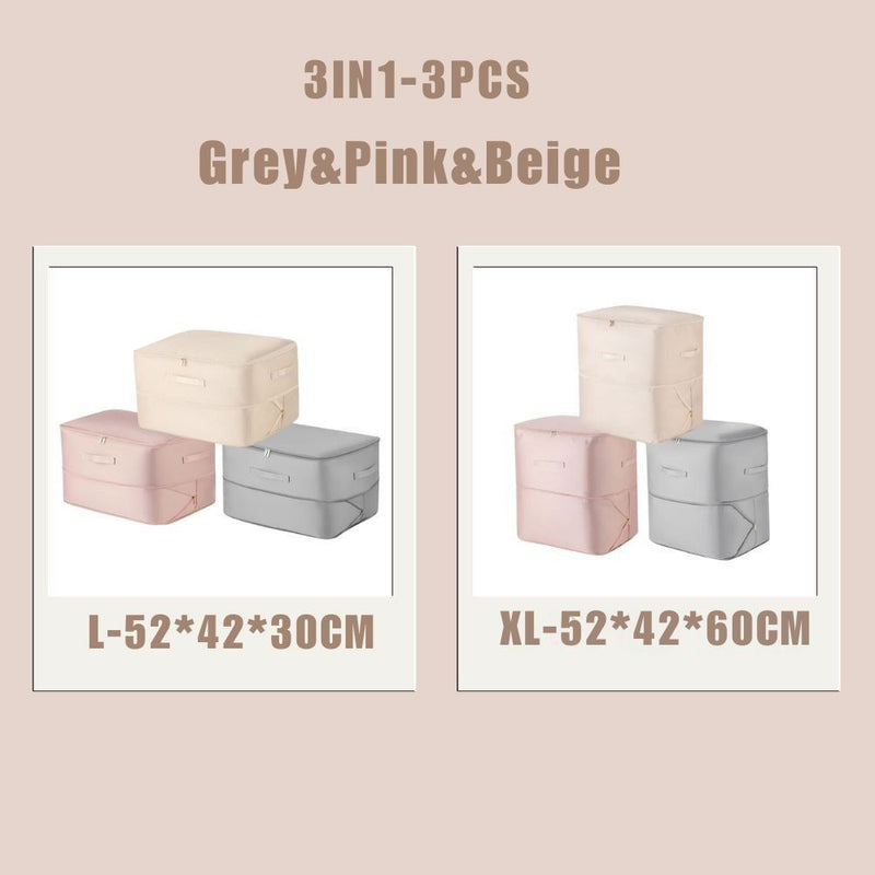 Anysort Storage Bag Set 3PCS Packing Cubes Ultra Space Saving Self Compression Quilt Organizer