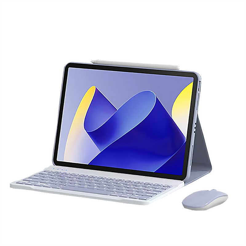 ANYMOB iPad Case Lavender Detachable Magnetic Bluetooth Keyboard with Mouse and Protective Cover