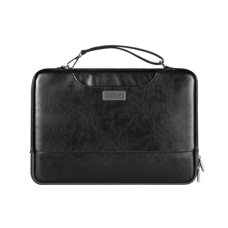 ANYPACK Laptop Handbag Black Vegan Leather Sleek Protector Durable Lightweight For Travel And Work