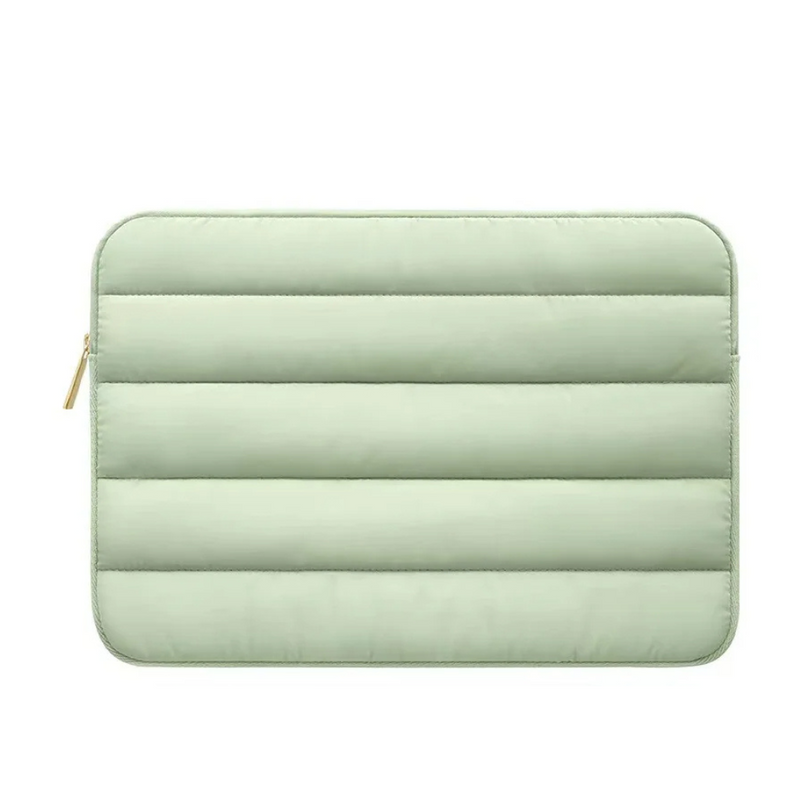 ANYPACK Laptop Handbag Light Green Puffy Sleeve Case Multi Functional Compartments For Business