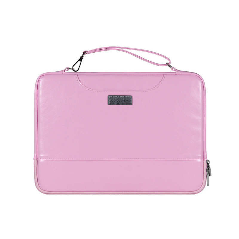 ANYPACK Laptop Handbag Pink Vegan Leather Sleek Protector Durable Lightweight For Travel And Work