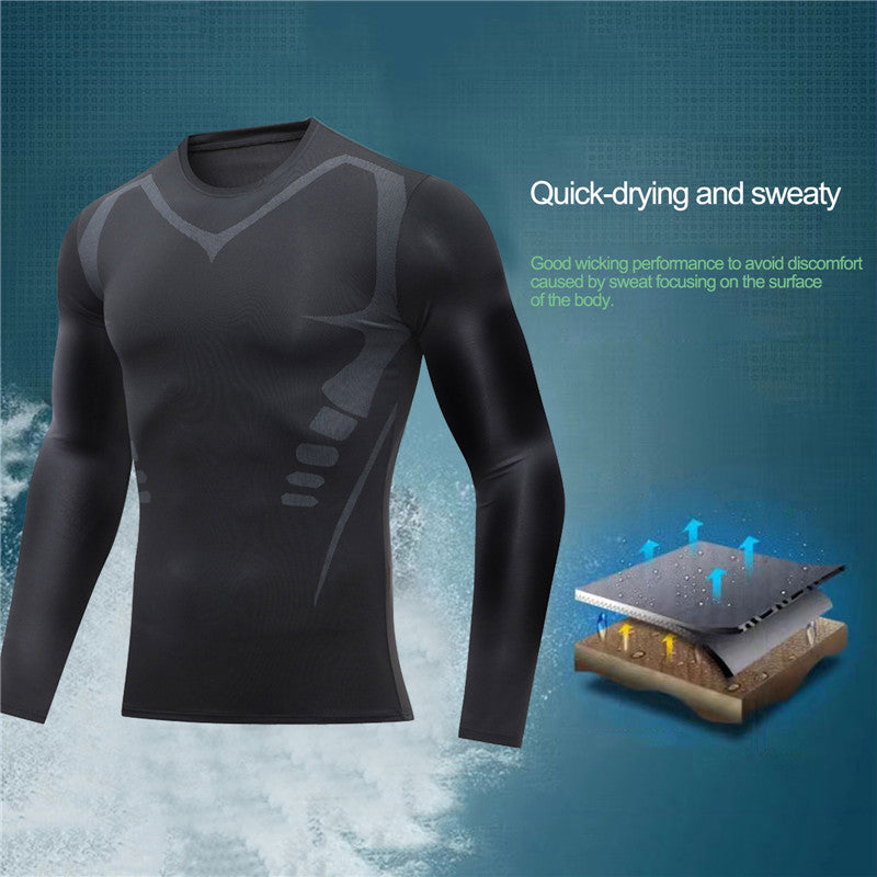 ANYMENS Fitness Tshirt White Long Sleeve Compression Running Sport Shirts Training Jogging Tops Gym Sportswear Dry Fit Rashguard For Men