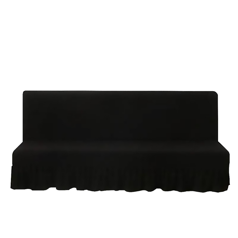 Anyseat Sofa Cover Black Armless Futon Slipcover with Ruffle Skirt Stretch Sofa Bed Protector
