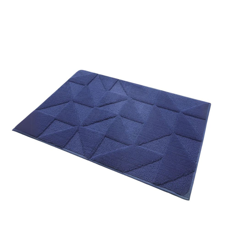 Anymat Doormat Navy Blue Geometric Non Slip Dirt Resistant Mat For Kitchen And Bathroom
