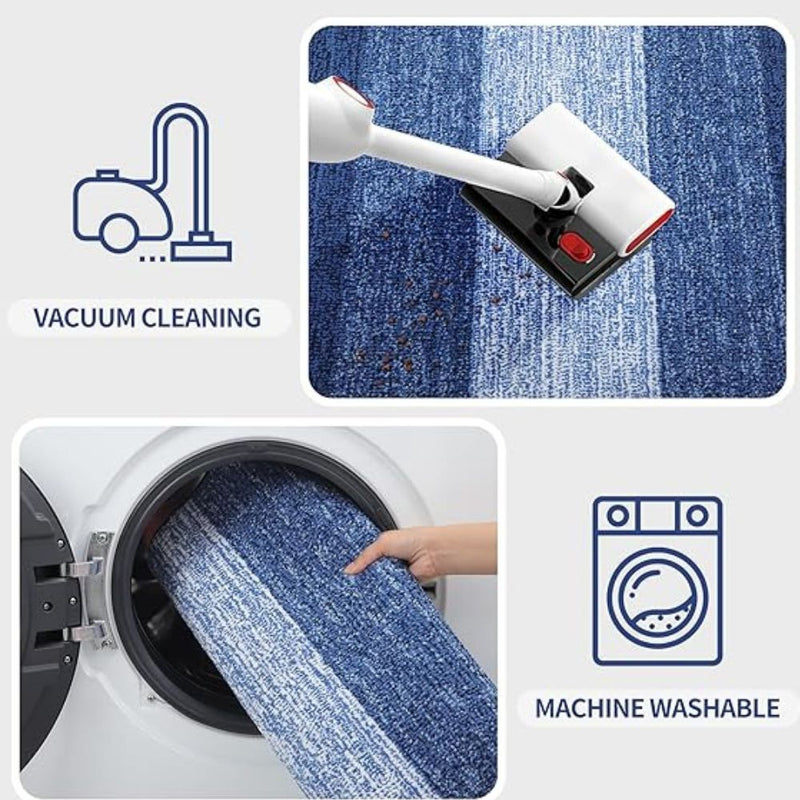 Anymat Doormat Gray Stripe Non Slip Dirt Resistant Mat For Kitchen And Bathroom