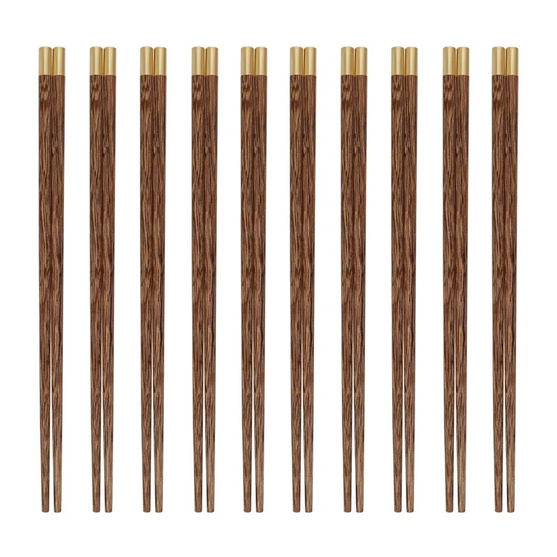 Anygleam Dark Brown 10pairs Wooden Chinese Sticks Set Food Kitchen Tableware