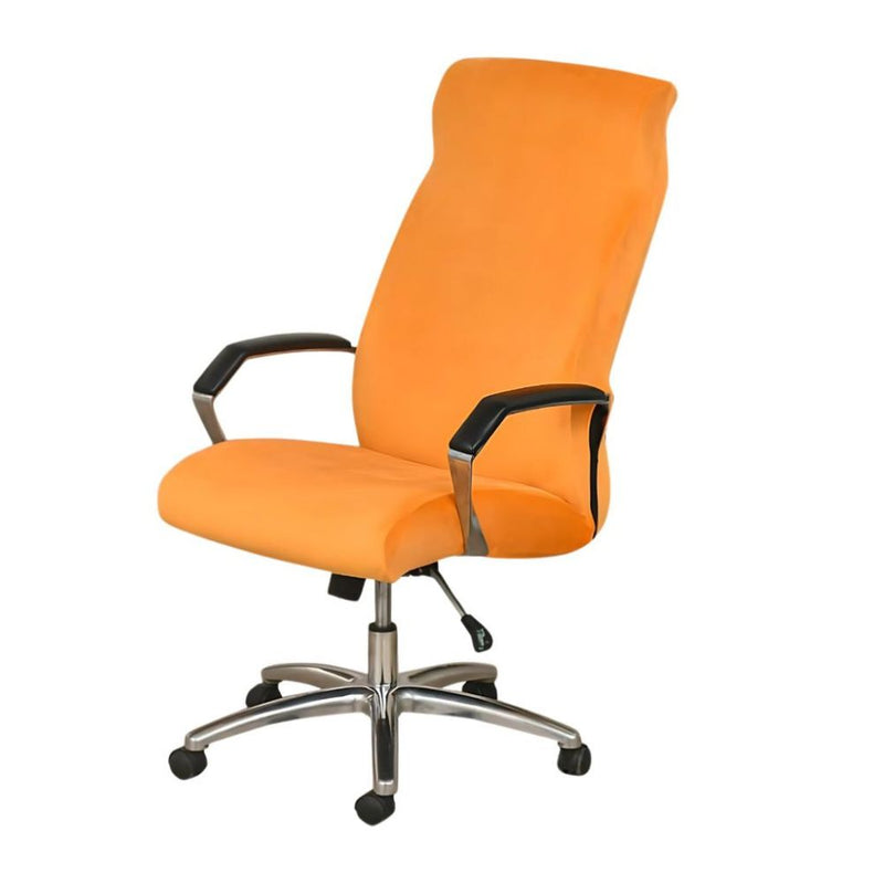 Anyseat Office Chair Cover Orange Velvet Zippered Stretchable High Back Protector Slipcover