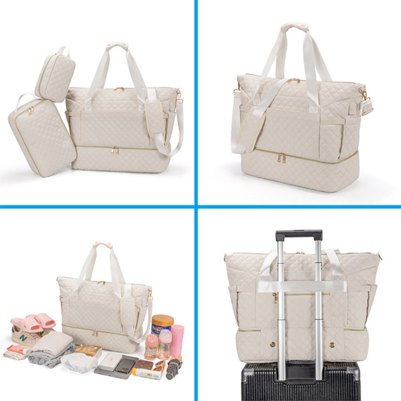 Anymom Mommy Diaper Bag Pink Handbag 3 pcs Set with Multiple Pocket Design for Travel Outdoor Changing Fashion Mom Shoulder Bags