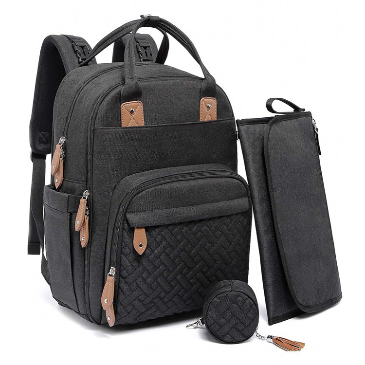 Anymom Mommy Diaper Bags Black Backpack 3 Pcs Set Large Capacity Waterproof Multifunctional Maternity Bag Daddy Bag