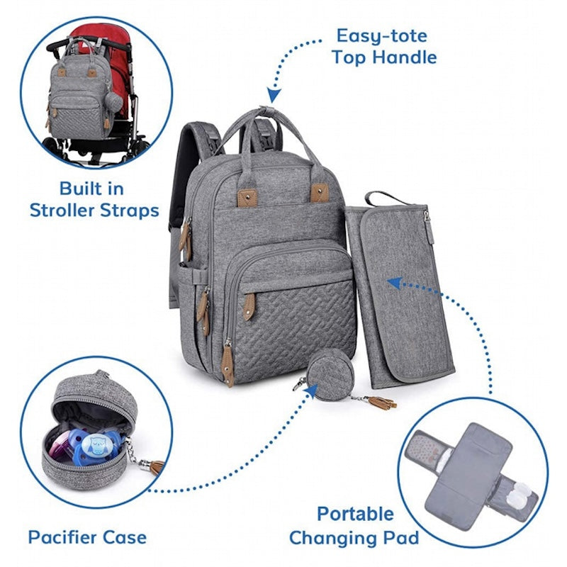 Anymom Mommy Diaper Bags Black Backpack 3 Pcs Set Large Capacity Waterproof Multifunctional Maternity Bag Daddy Bag
