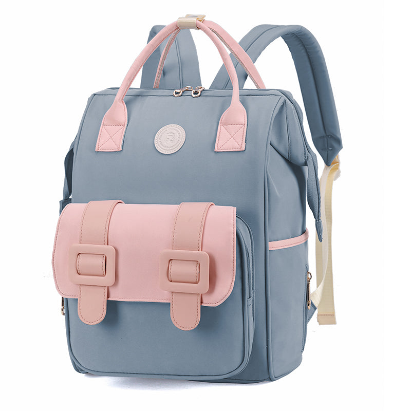 Anymom Mommy Diaper Bag Blue Backpack Maternity With Concealed Back Pocket