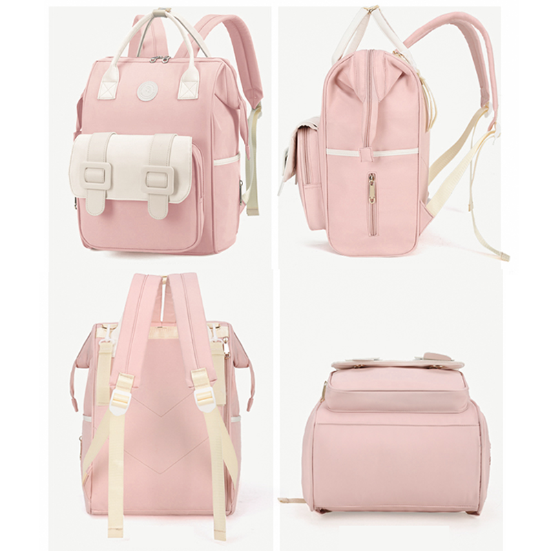 Anymom Mommy Diaper Bag Pink Backpack Maternity With Concealed Back Pocket