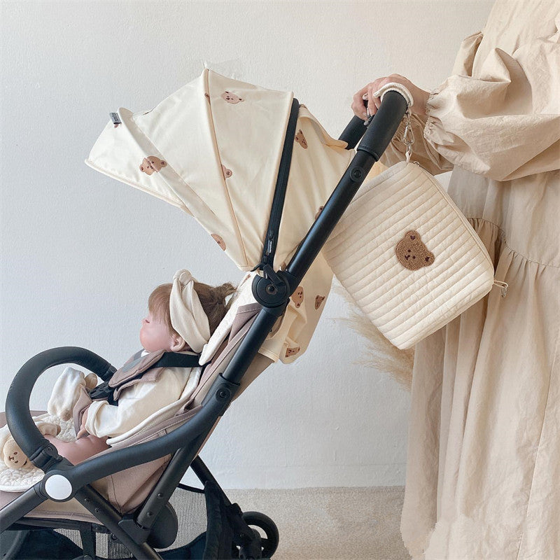 Anysort Mommy Diaper Bag Bear Design Stroller Bag With Zipper Maternity Organizer Cotton Storage Bag for Mommy