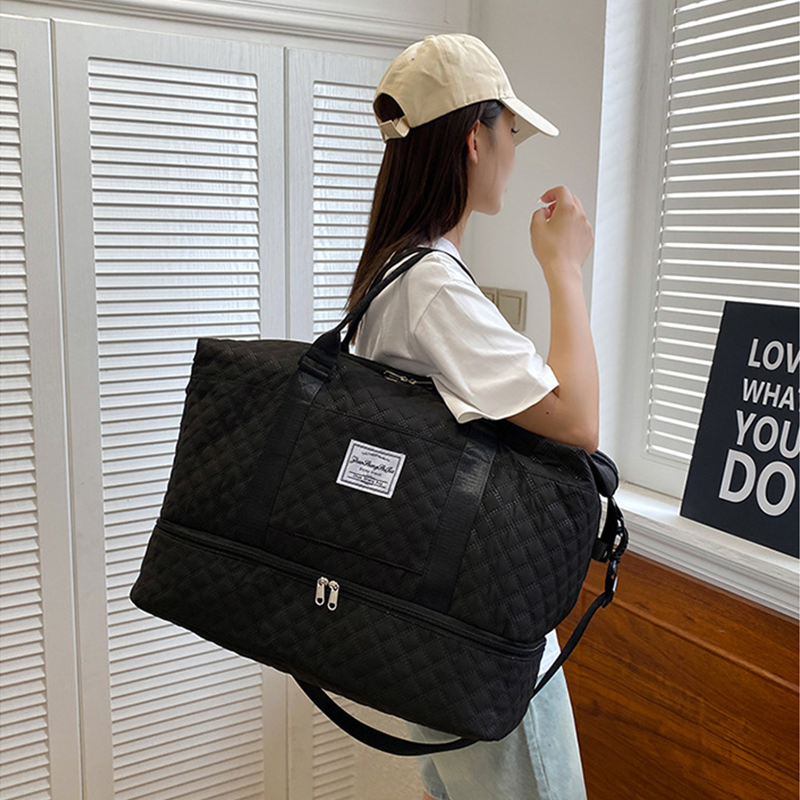 Anymom Mommy Diaper Bag Black Handbag for Mom Waterproof Tote Yoga Gym Wet Bag Large Capacity for Travel and Sports