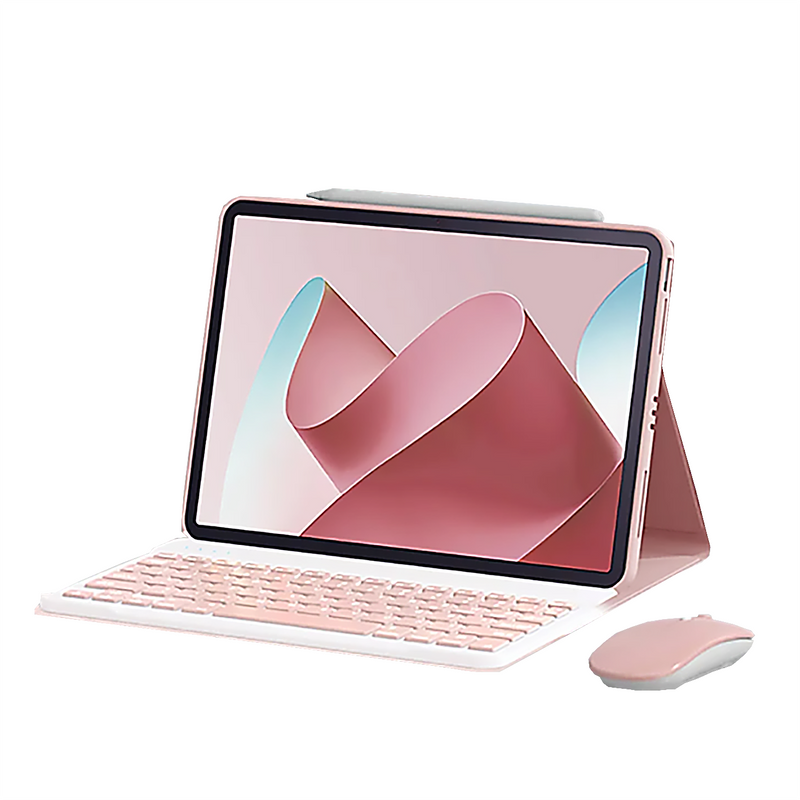 ANYMOB  iPad Case Pink Detachable Magnetic Bluetooth Keyboard with Mouse and Protective Cover