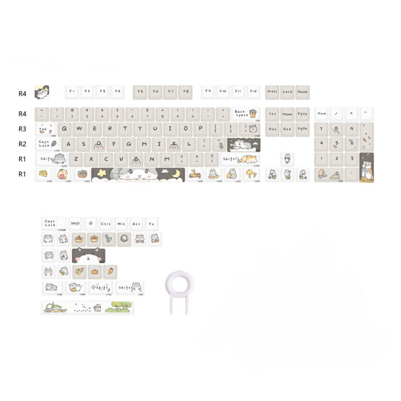 ANYMOB Keycap Keyboard White 131 English Keys Mechanical Switch Touch Clicks Box