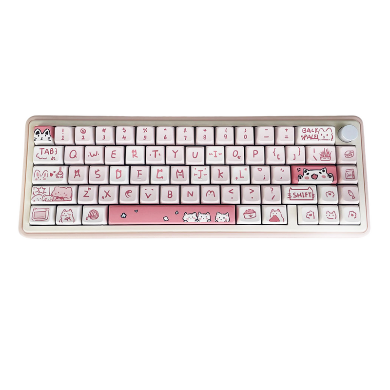 ANYMOB Keycap Keyboard Pink 146 Keys Cute Cat Theme Mechanical Sublimation Switch Clicks