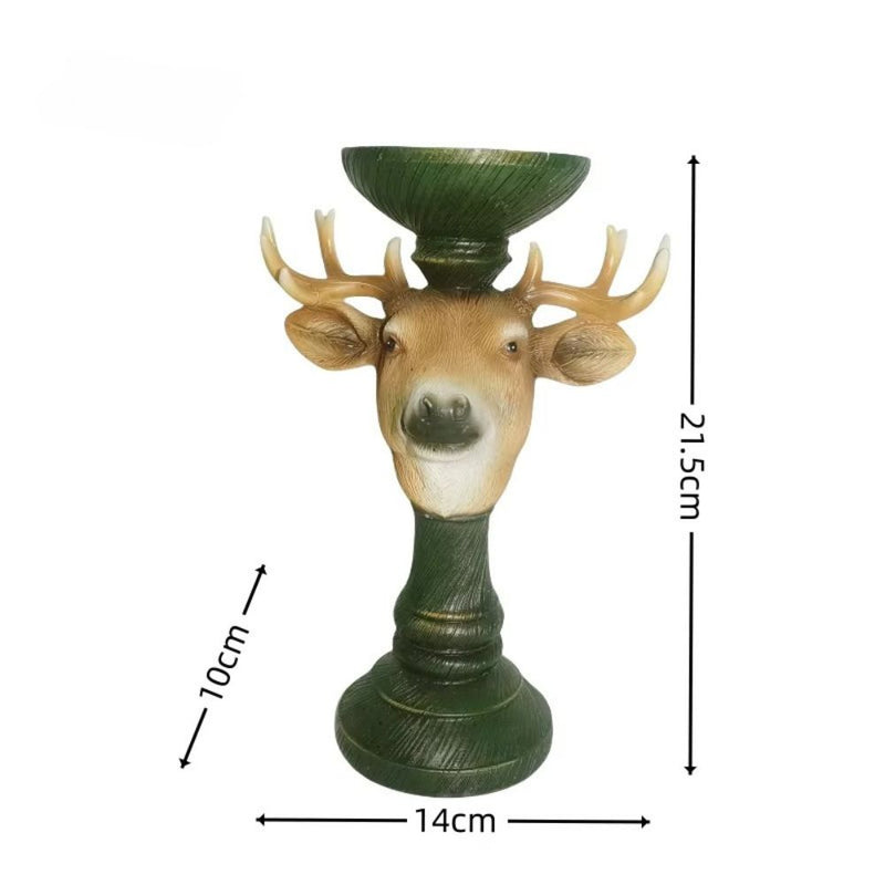 ANYDECO Candle Holder Christmas Elk Resin Figurine Home Decor Ornaments